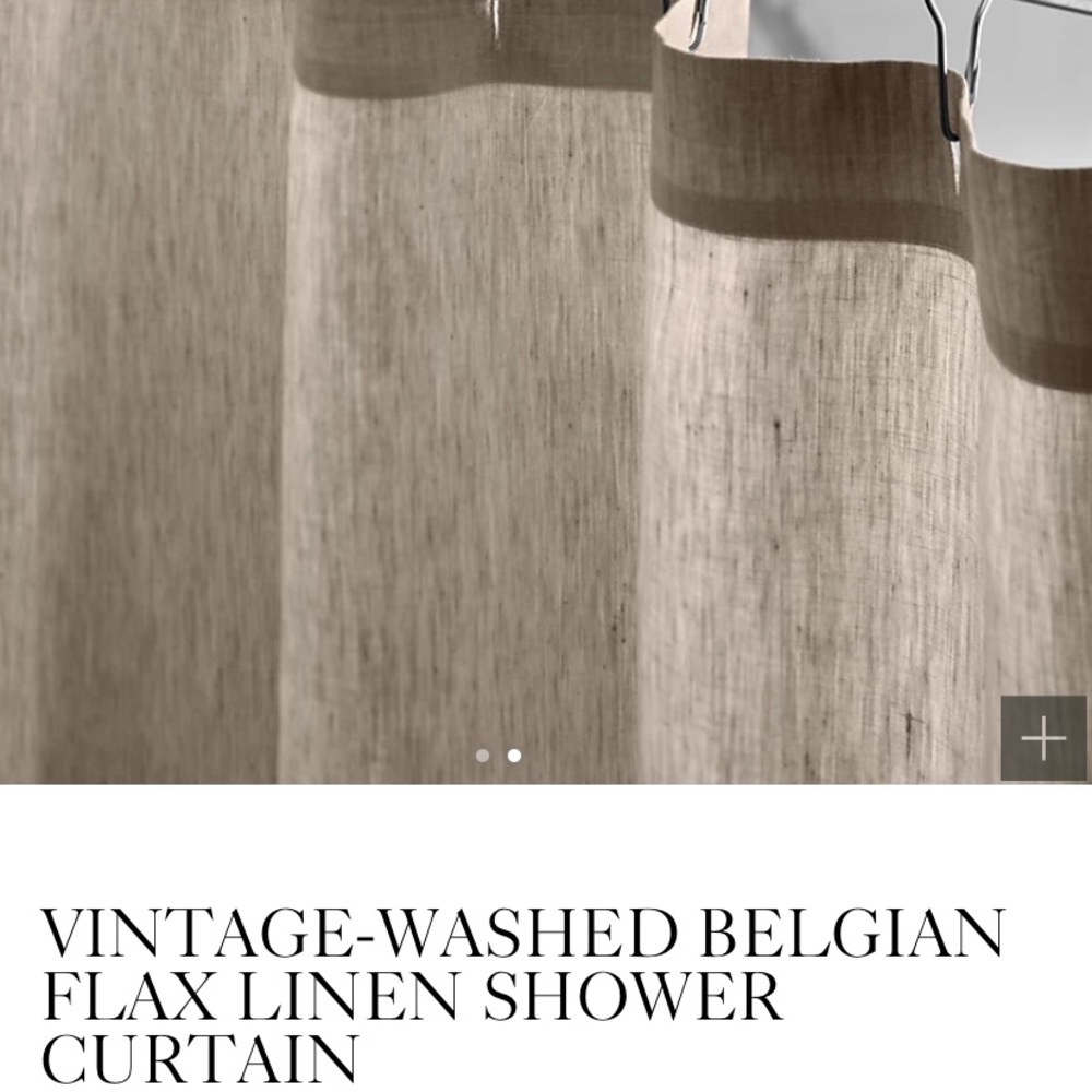NEW RH Vintage-Washed Belgian Linen Shower Curtain
